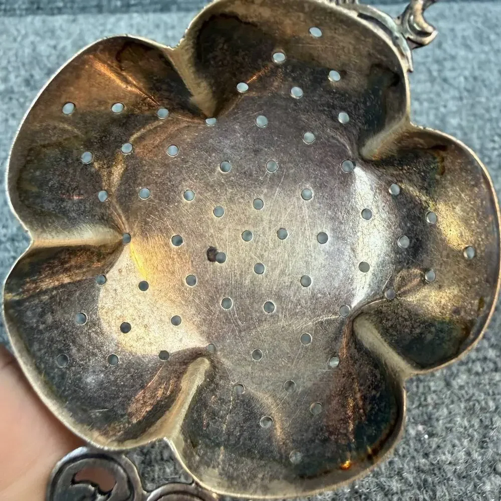 Vintage Sterling Silver 925 Tea Strainer Floral Handle Spoon Style